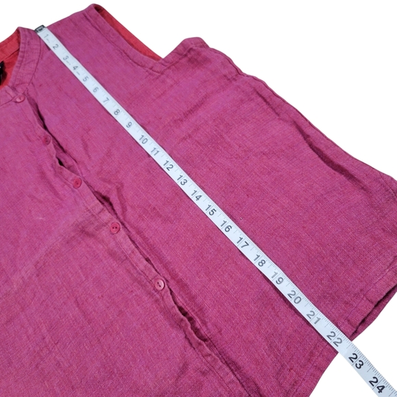 Eileen Fisher 100% Linen Top Womens S Pink Sleeveless Button Up Mandarin Collar - Picture 8 of 8
